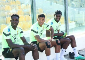 Coach Chris Hughton reacts to Hafiz Konkoni’s performance after Black Stars second training session